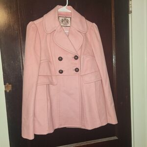 Juicy Couture Pink Pea Coat Double-Breasted Tailored